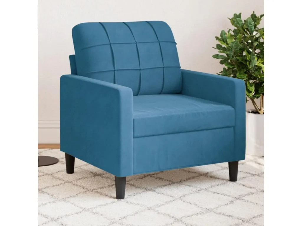 Sillón de terciopelo azul 60 cm