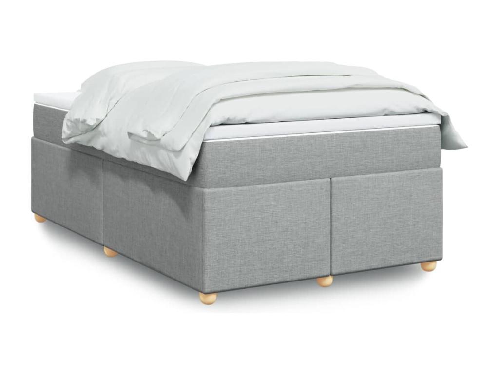 Cama box spring con colchón tela gris claro 120x190 cm