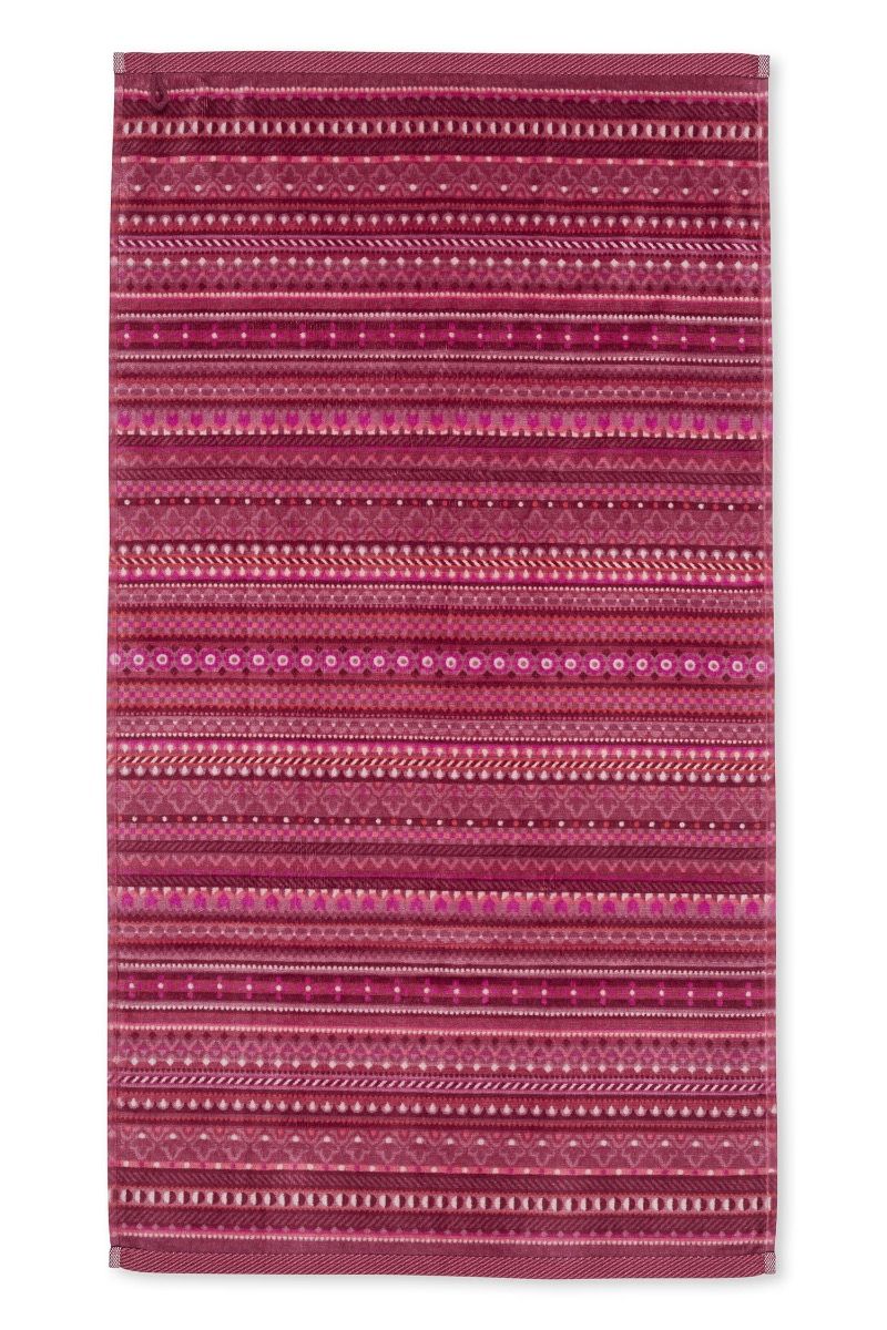 Bath Towel Geometric Print Dark Pink 55x100cm