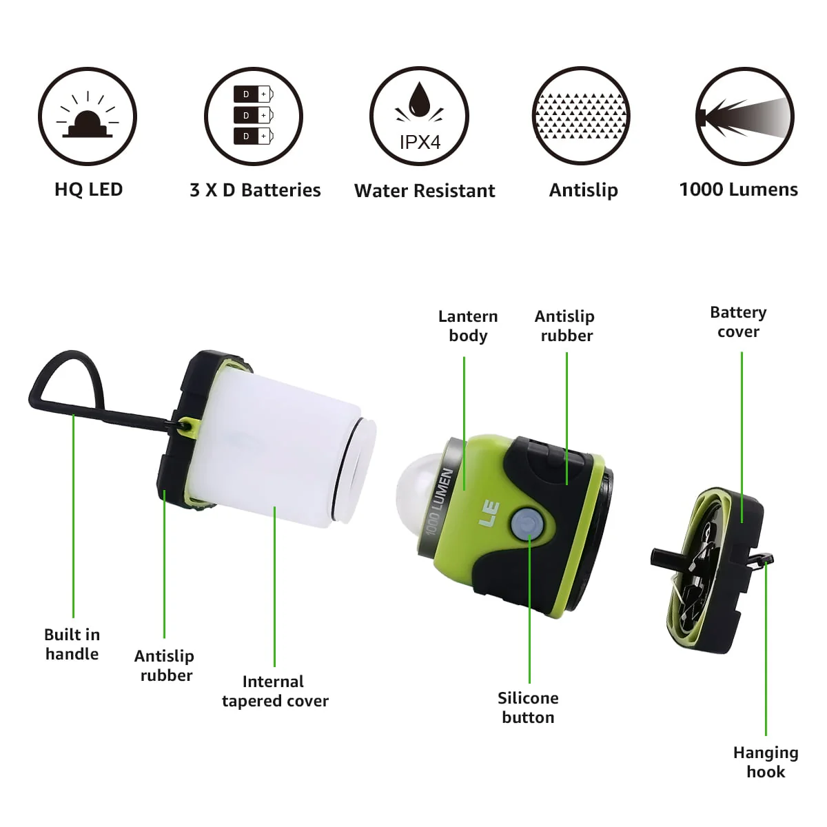 Lepro 2-Pack LED Camping Lanterns, 1000LM Battery Powered Camping Tent Light , 4 Light Modes and IPX4 Waterproof , Perfect Camping Accessories for Hurricane, Emergency, Survival Kits, Hiking, Fishing - Image 11