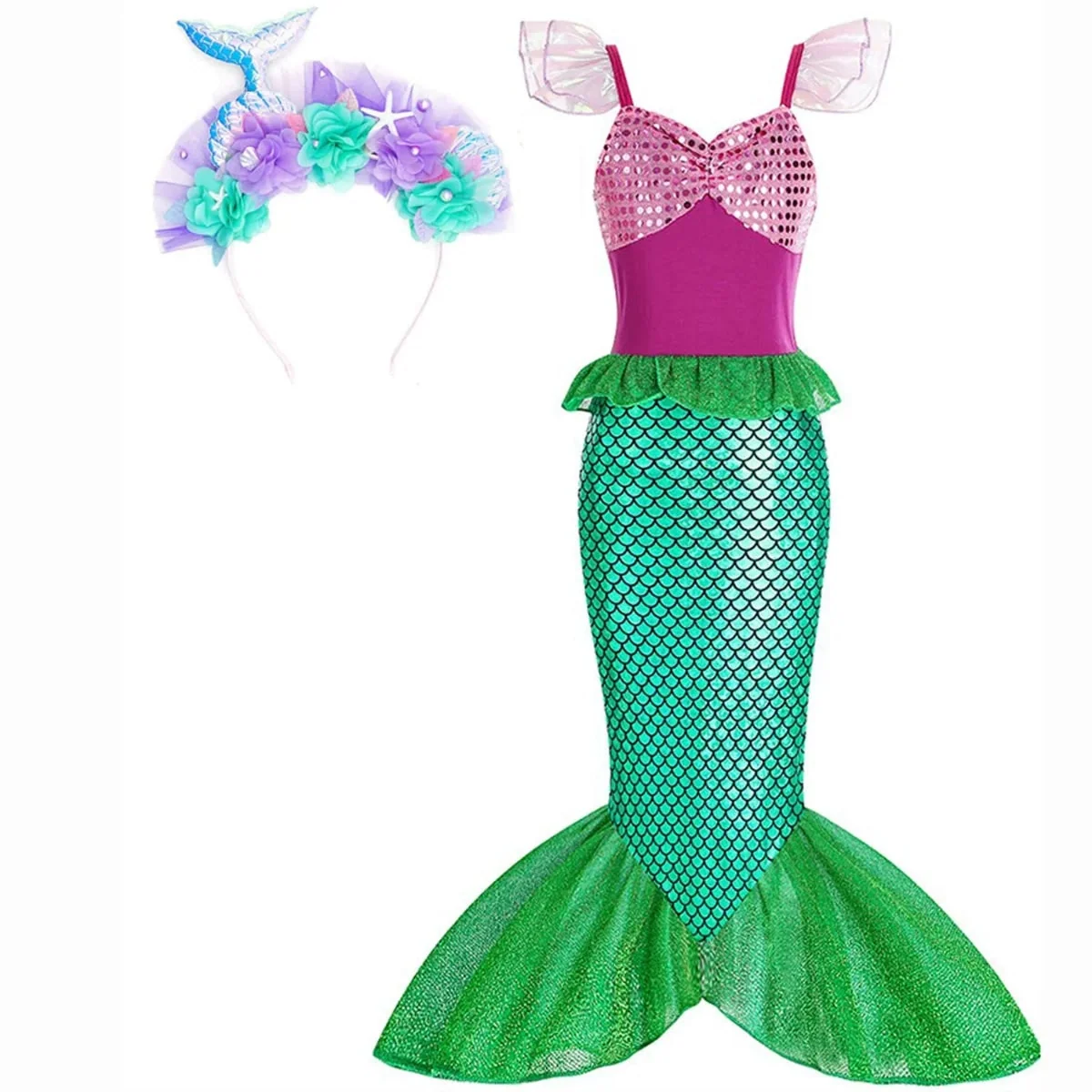 Halloween Costumes Girls Mermaid Dress Costume - Image 10 Halloween Costumes Girls Mermaid Dress Costume - Image 10