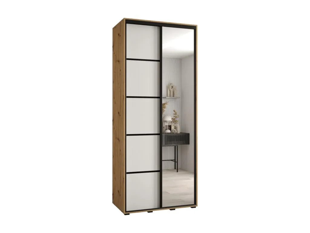 ARMARIO Kavehomedeco 5 DE PUERTAS CORREDERAS 235.2/120/60 2 puertas (Artisan/Blanco/Negro) UYCV03565