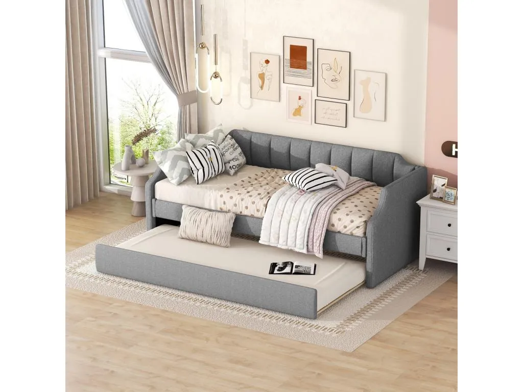 Cama Boverdeco 90x200cm 90x190cm - Sofá cama extensible con somier de láminas de Boverdeco sin colchón - Boverdeco Gris