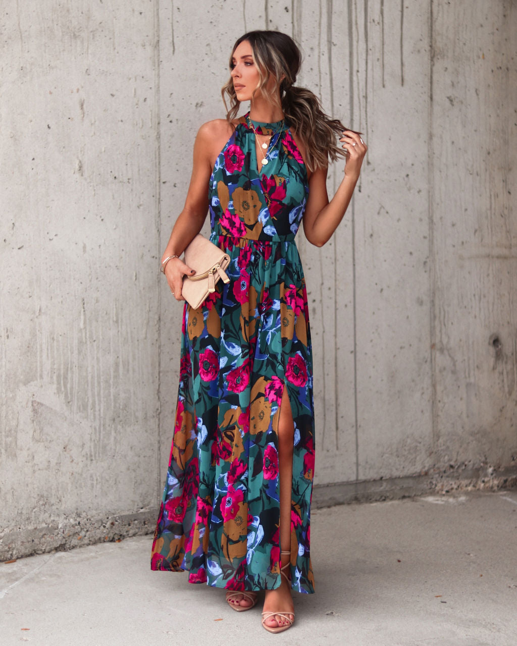 Color Me Fall Floral Cutout Maxi Dress - Se7enfashion