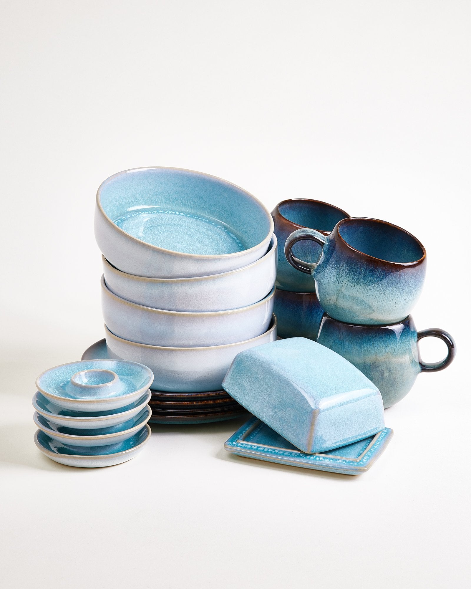 Geschirr-Set Blue Horizon aqua grünblau 17-teilig