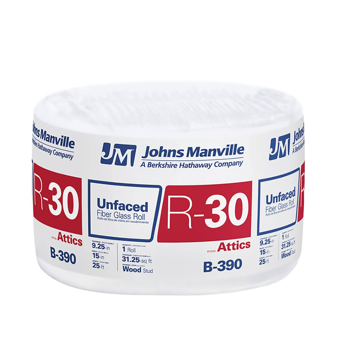 Johns Manville R-30 Unfaced Fiberglass Insulation Roll 15 in. x 25 ft.(Roll 15 in. X 25 ft)