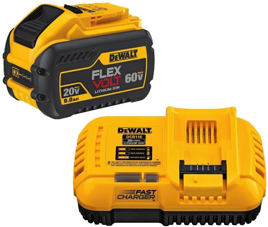 DEWALT 60V MAX FLEXVOLT LITHIUM BATTERY WITH CHARGER, 9-AH (DCB118X1)