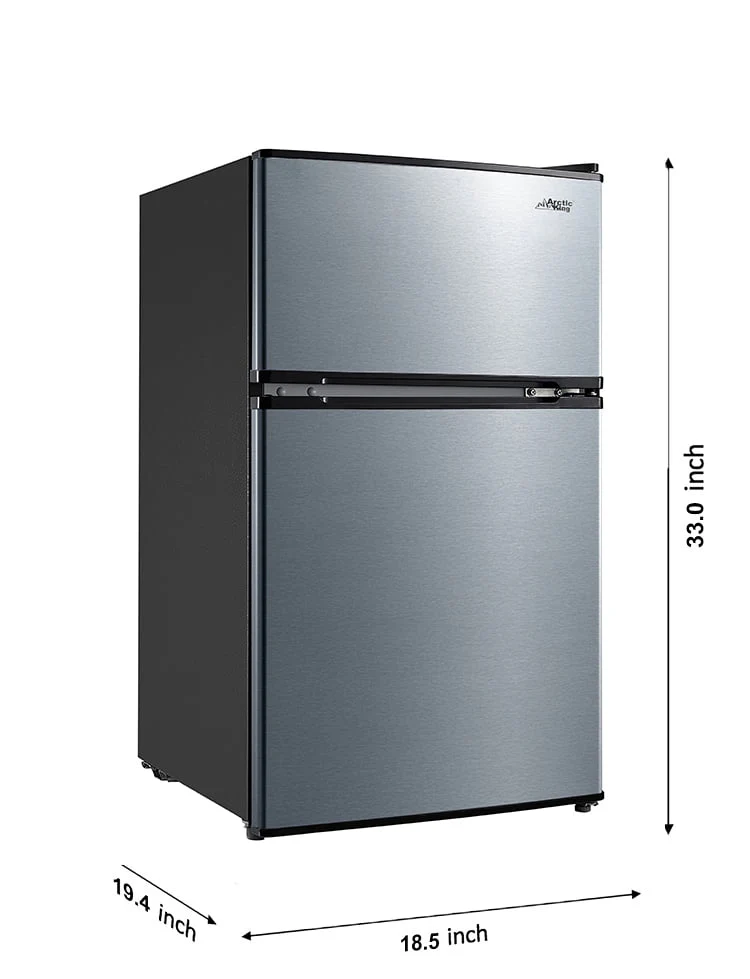 Arctic King 3.2 Cu ft Two Door Mini Fridge with Freezer, Stainless Steel, E-Star, ARM32D5ASL - Image 6