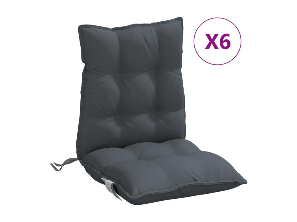 Cojines de silla respaldo bajo 6 uds tela Oxford gris antracita