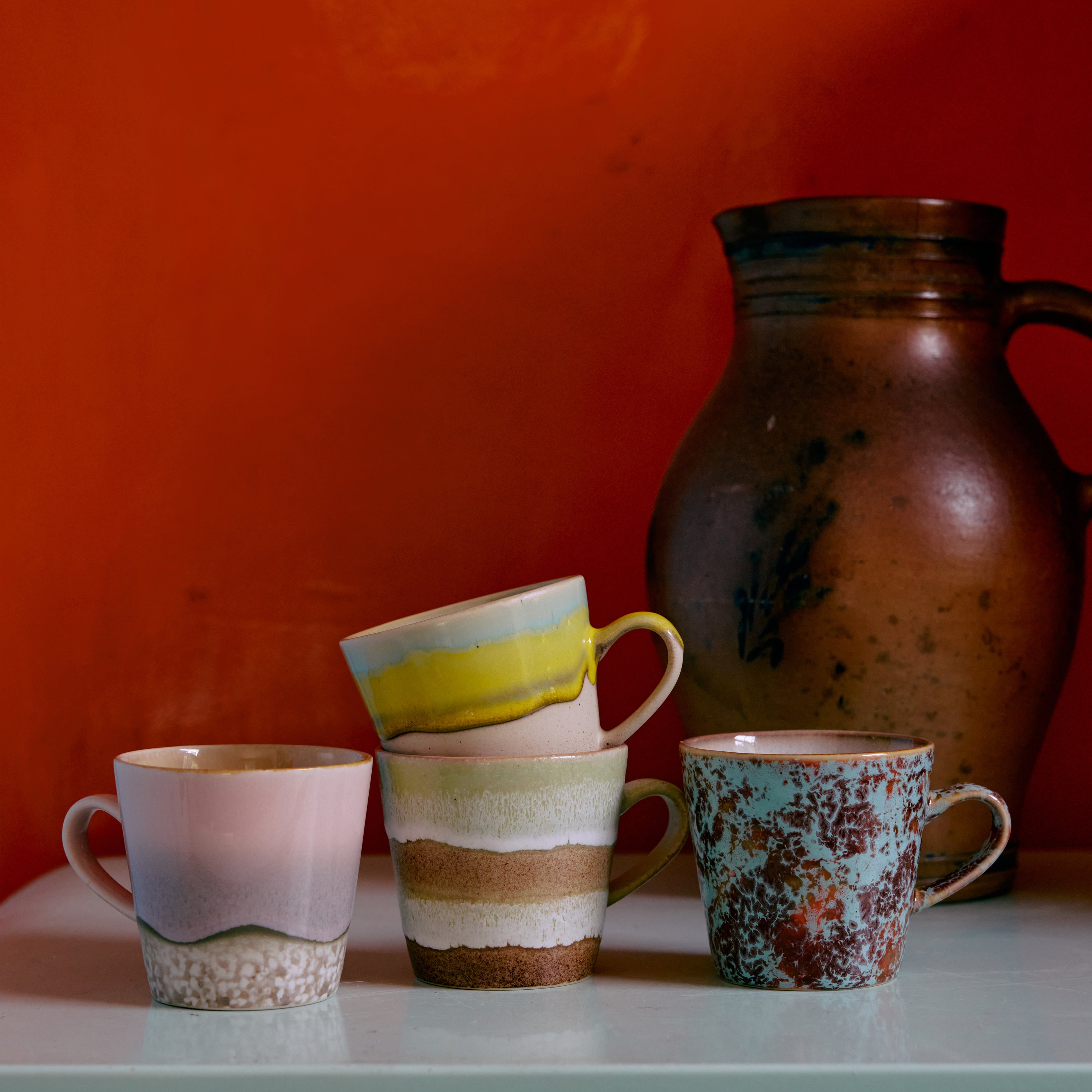 HKliving 70's Ceramics Americano Mok 0,27 L - Set van 4 - Rococo