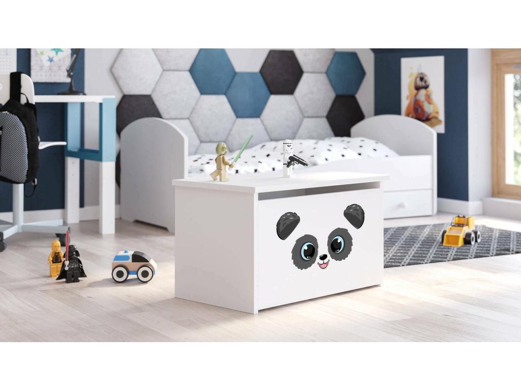 Baúl contenedor Dbrogdo, Contenedor multiusos, Cofre multiusos, Caja de almacenaje, 40x42 h73 cm, Blanco con panda
