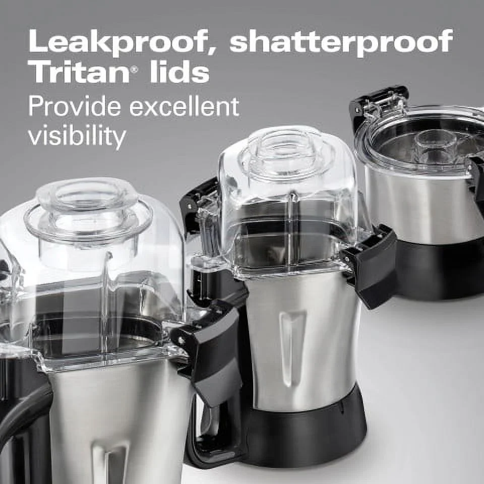 Hamilton Beach Professional 2.2 HP 120V Juicer Mixer Grinder with 3 Stainless Steel Jars, 1.5 Liters, Model 58770
