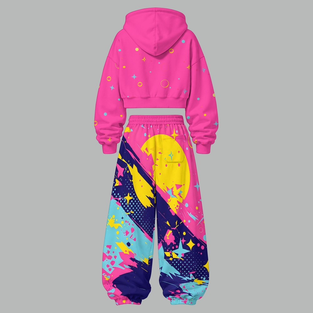 Pokémon Women's Cropped Long Sleeve Hoodie & High Waist Jogger Pants Two Piece Tracksuit Set TeeThreads Sustain the Scene with Custom Apparel