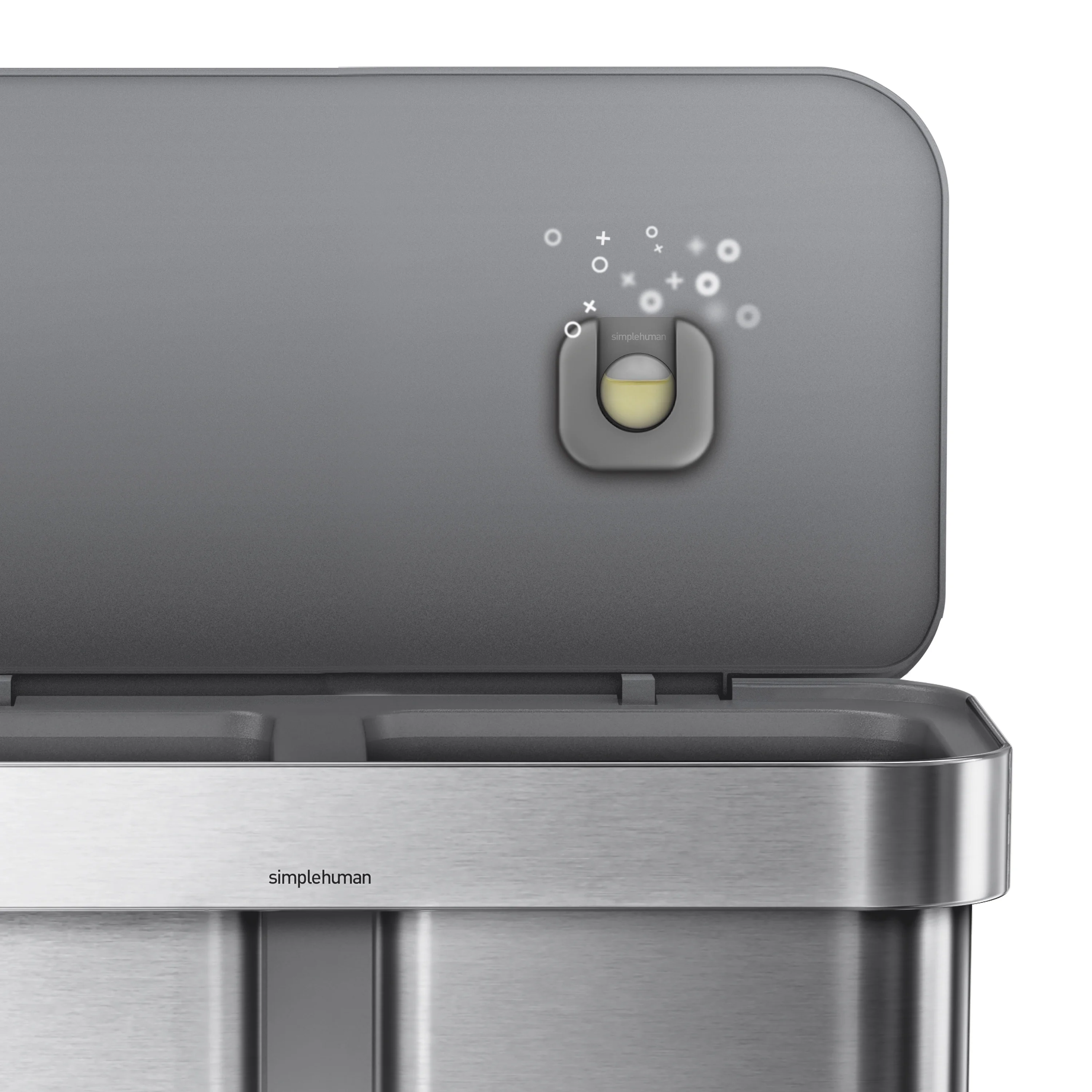 simplehuman 58 Liter / 15.3 Gallon Rectangular Dual Compartment Recycling Step, Brushed Stainless Steel with Soft-Close Plastic Lid Kitchen Trash Can - Image 6