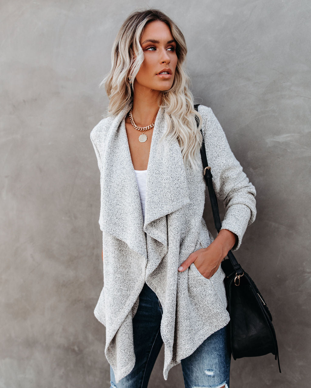 Harvard Pocketed Drape Coatigan - Se7enfashion