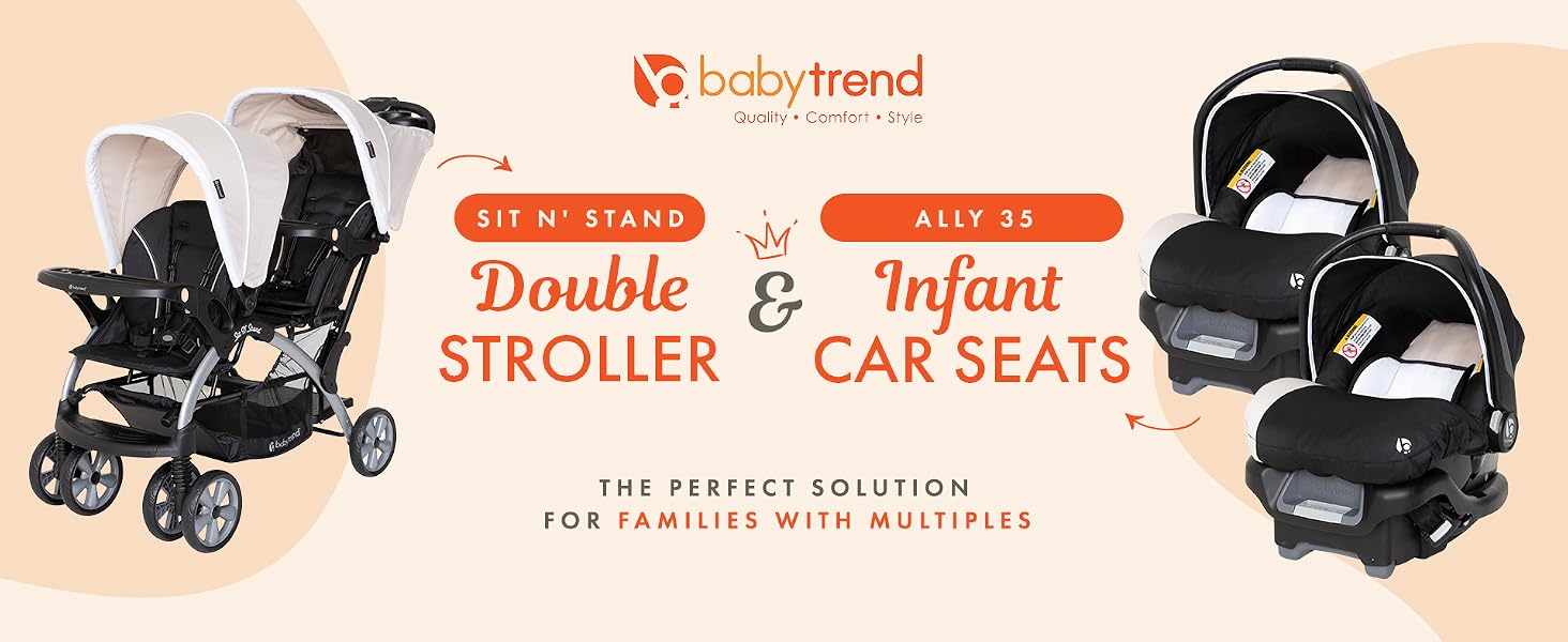 Baby Trend Double Stroller and Infant Seats Bundle