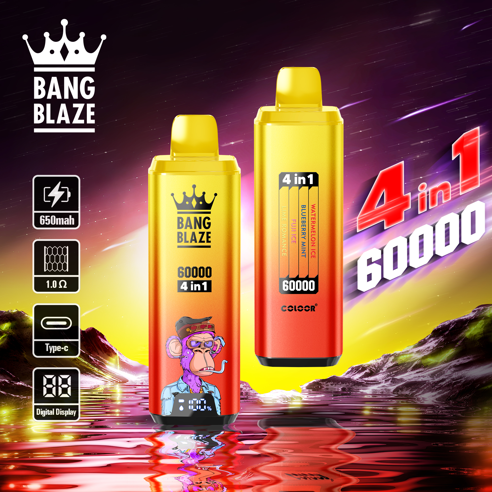 Bang Blaze 60000 Puffs 4in1 Smart Display Vape