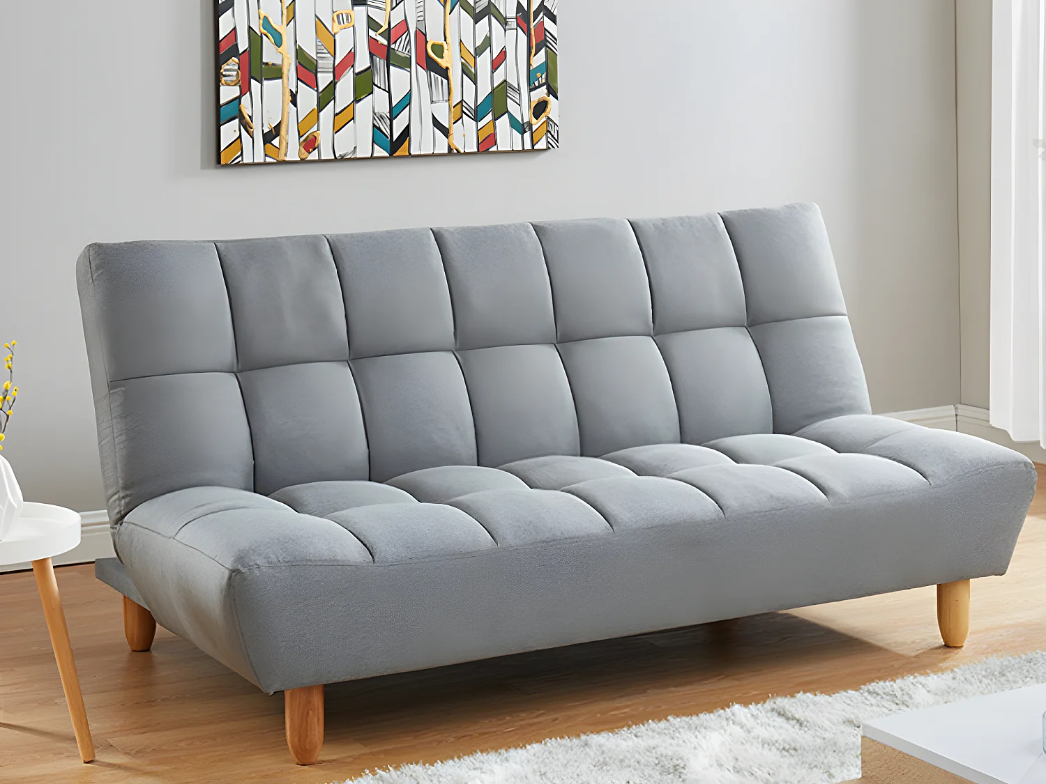 Sofá-cama de 3 plazas de tela ESTEBAN - Gris