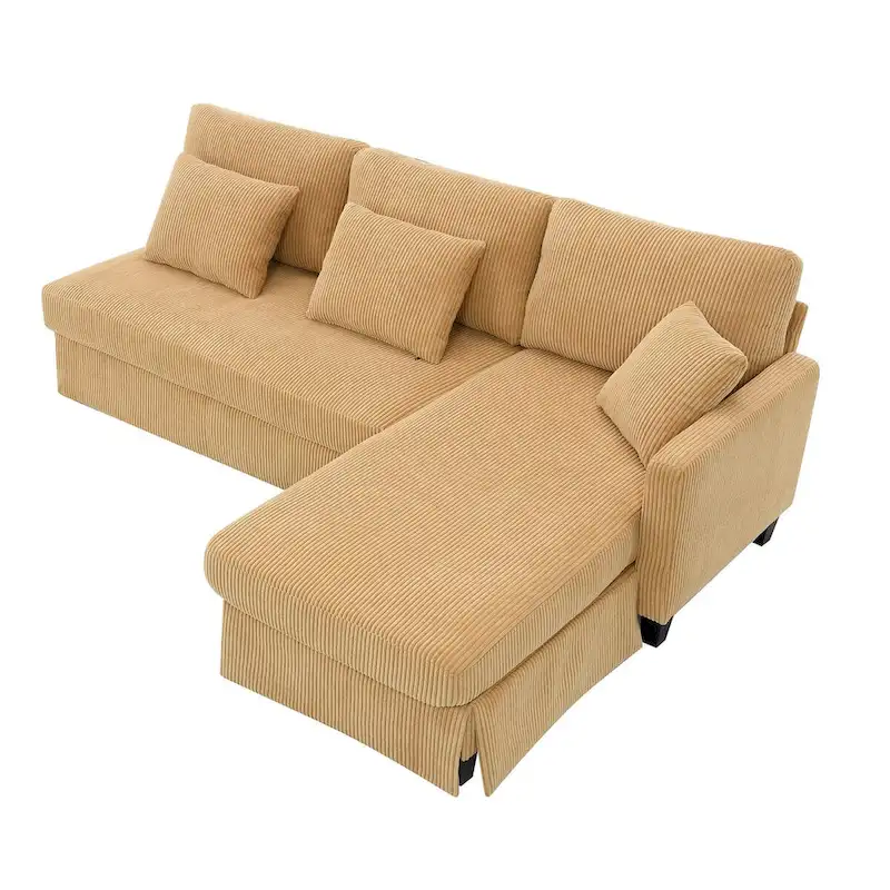 Contemporary L-Shaped Corduroy Sofa with Reversible Chaise from Harper & Bright Designs
