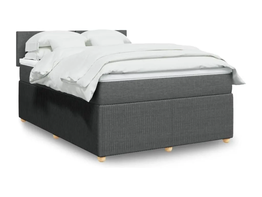 Cama box spring con colchón tela gris oscuro 140x200 cm wep3521685
