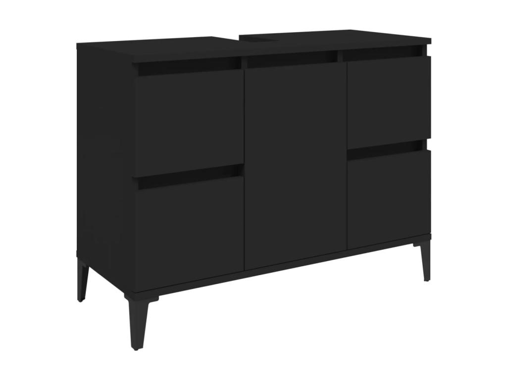 Armario para lavabo madera contrachapada negro 80x33x60 cm