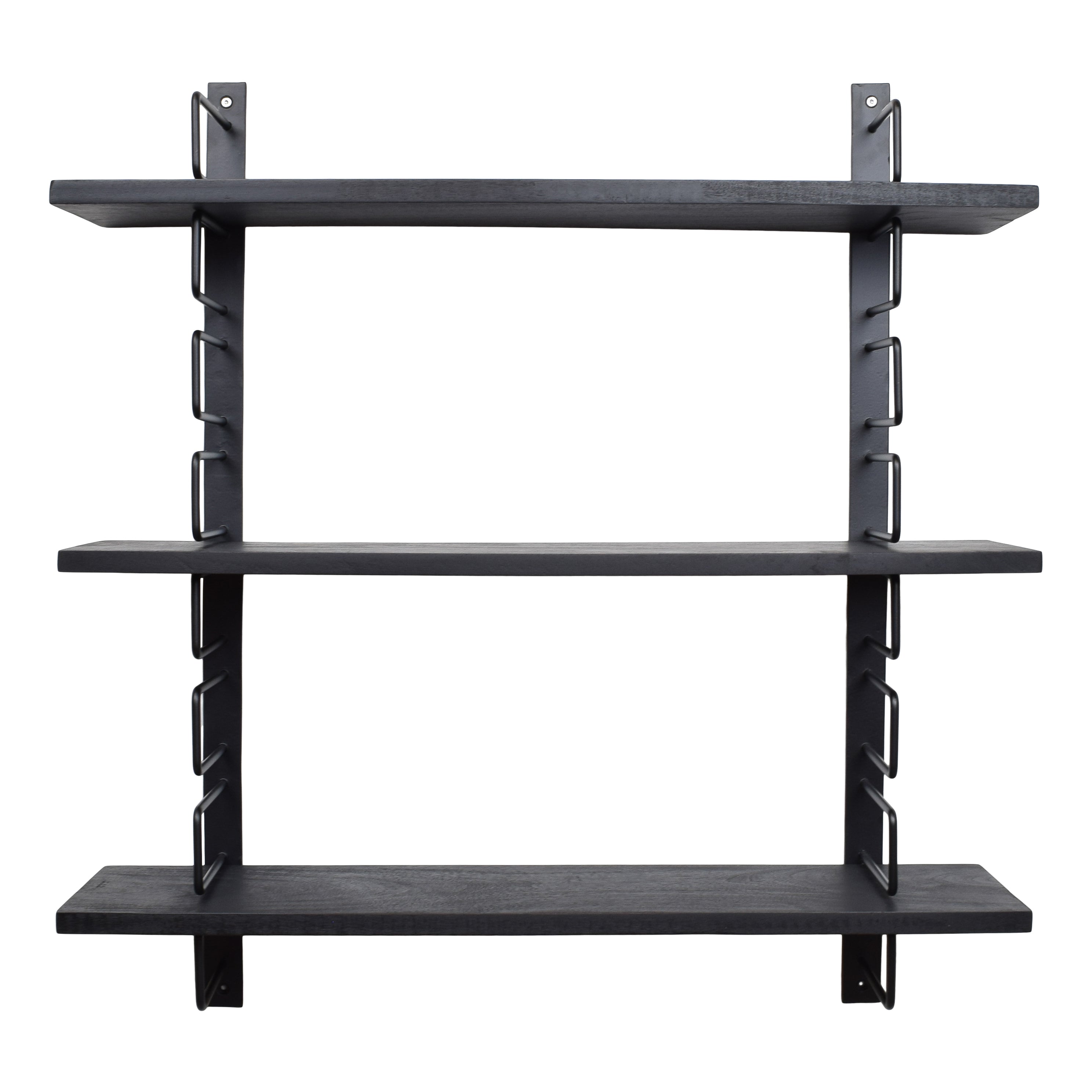 LOFT42 Wandrek Zwart - Mangohout – Metaal - 64x13x74