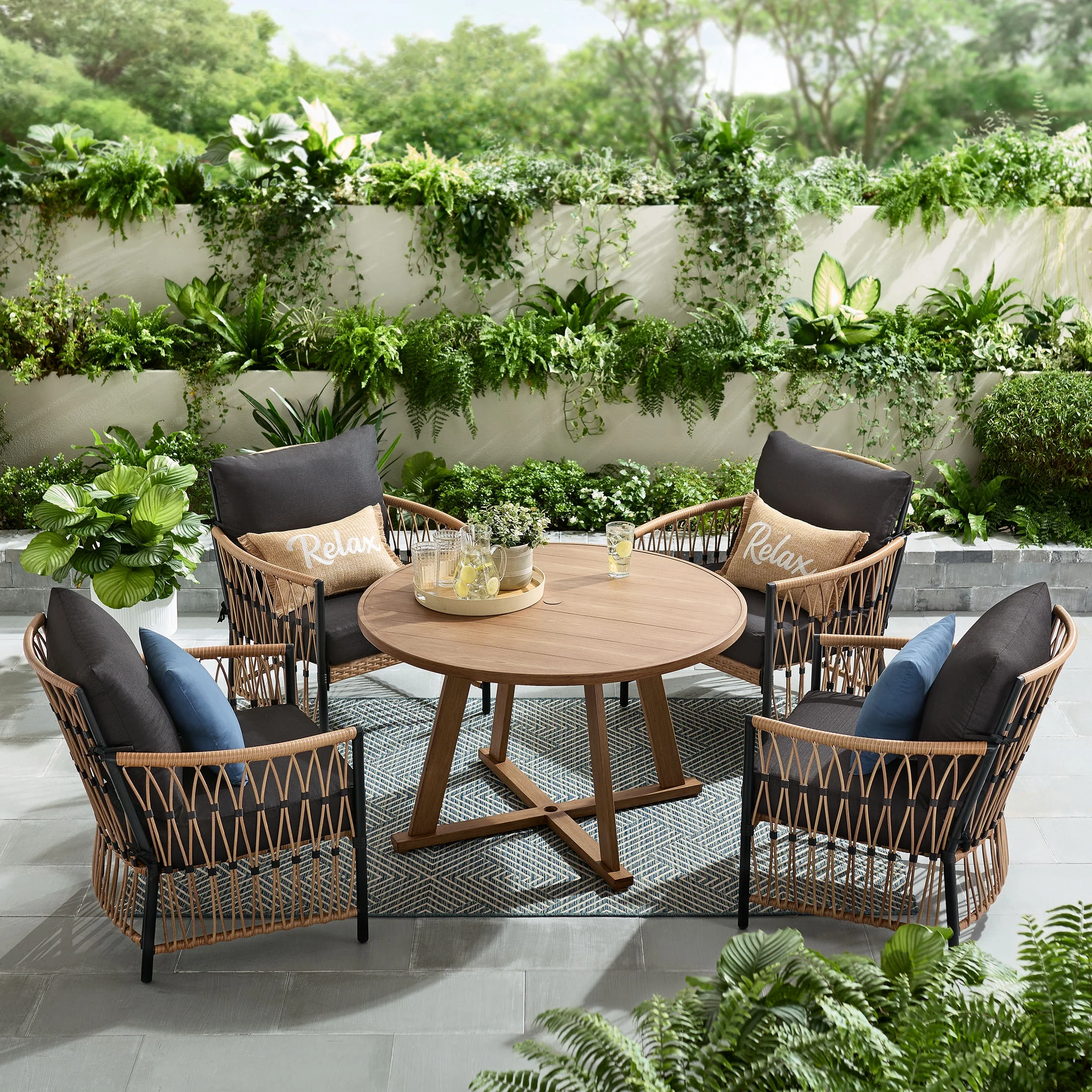Better Homes & Gardens Lilah 2-Pack Outdoor Wicker Lounge Chairs, Black - Image 11