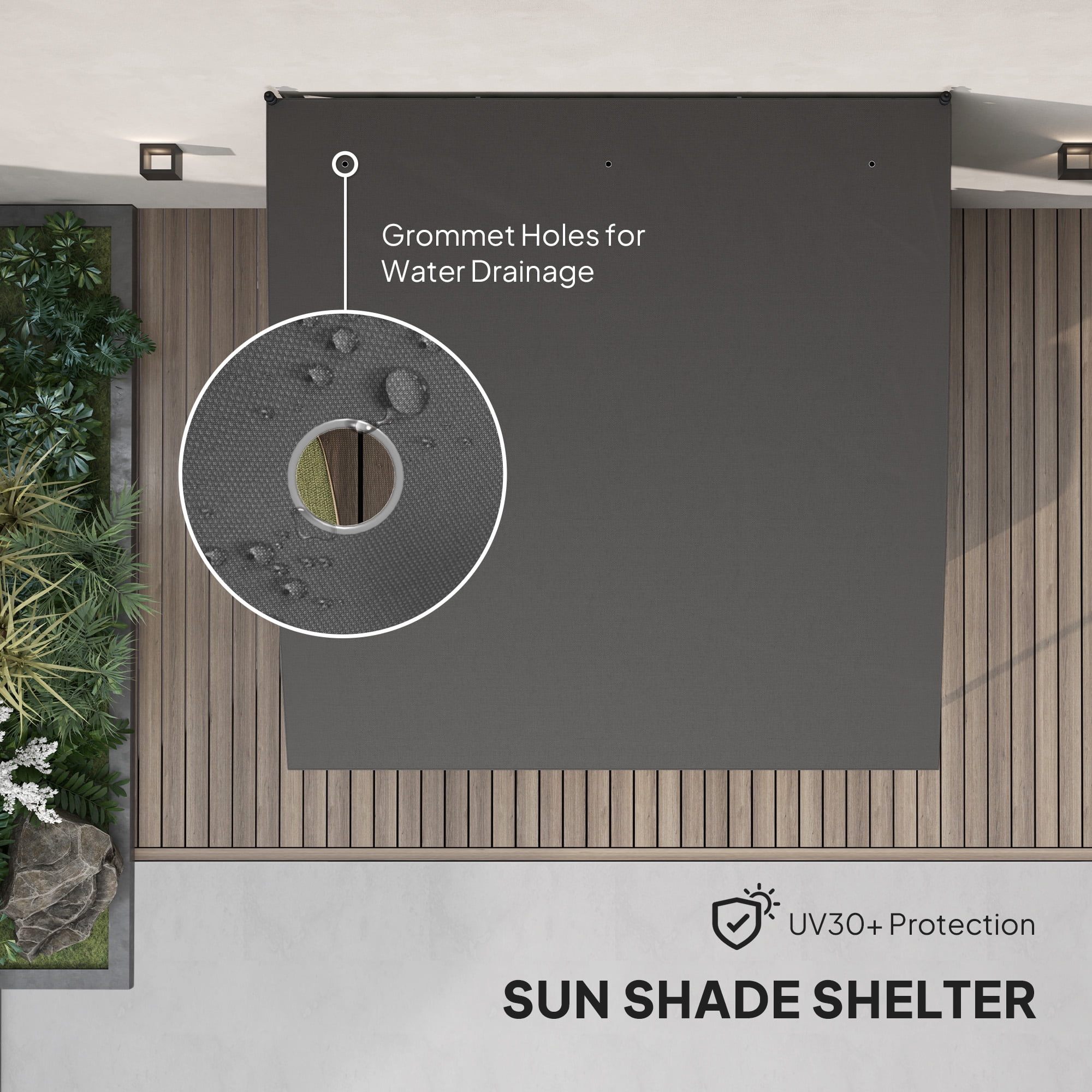 Outsunny 10' x 10' Pergola with UV-Resistant Canopy, Outdoor Sun Shade Shelter for Porch, Patio, Deck, Backyard, Charcoal Gray - Image 5