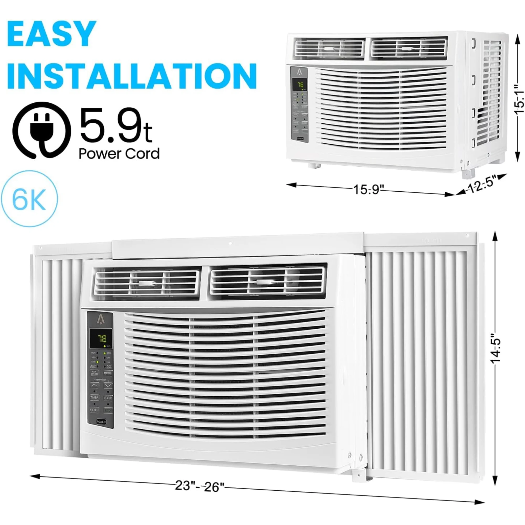 Garvee 5000 BTU Window Air Conditioner,Fast Cooling for Rooms up to 150 Sq. ft,Window Ac Unit with 7 Level Temperature Setting,White - Image 18