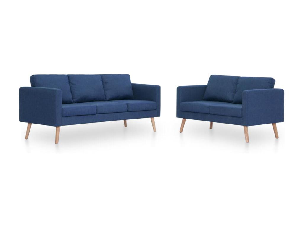 Conjunto de sofás 2 piezas tela azul