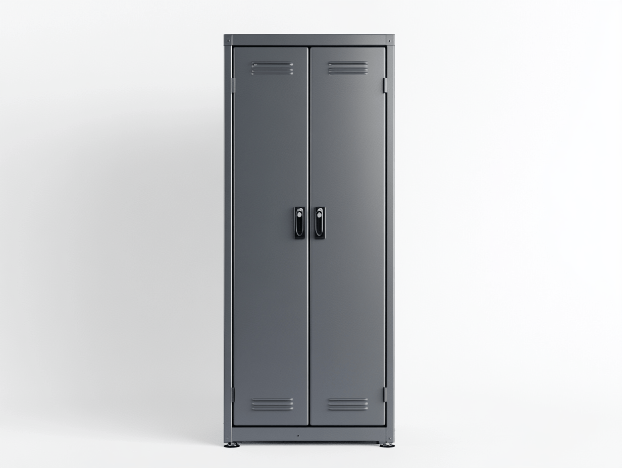 Armario metálico de oficina para almacenamiento gris con puertas dobles y cerradura