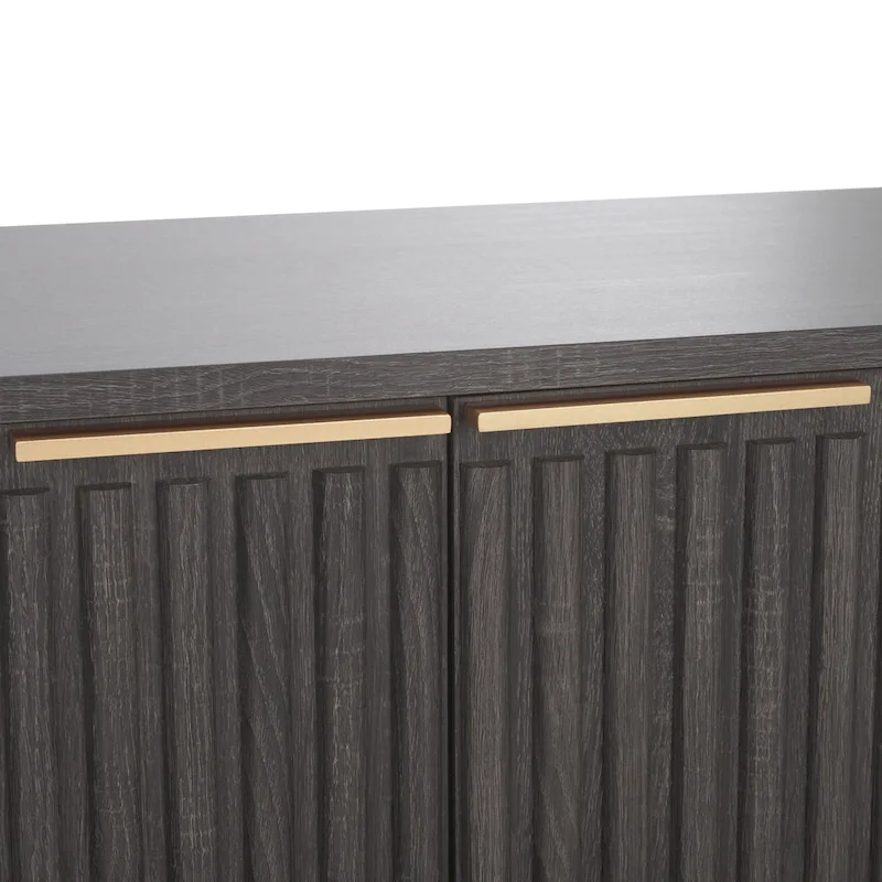 Mid Century TV Stand with Tambour Doors and Storage Drawers