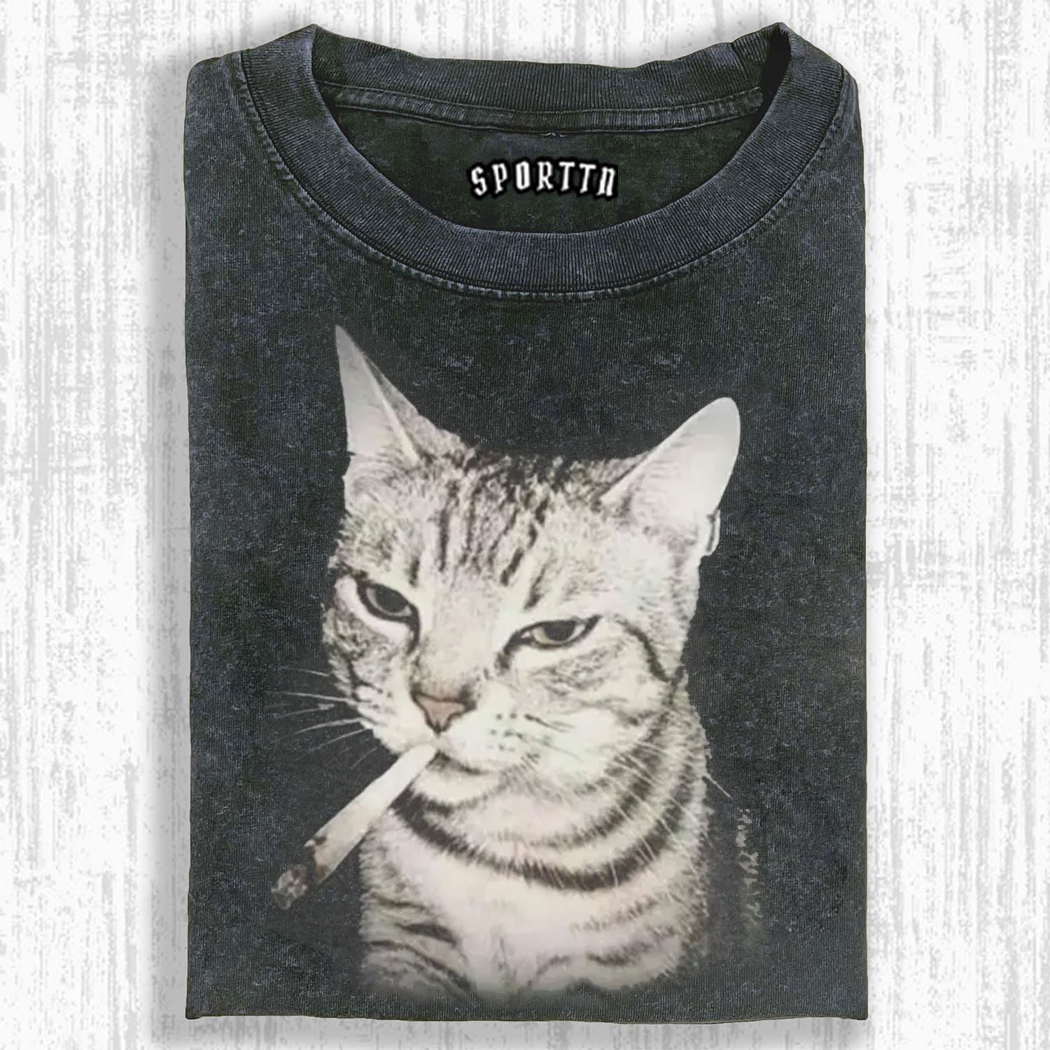 VINTAGE SMOKING CAT MEME T-SHIRT