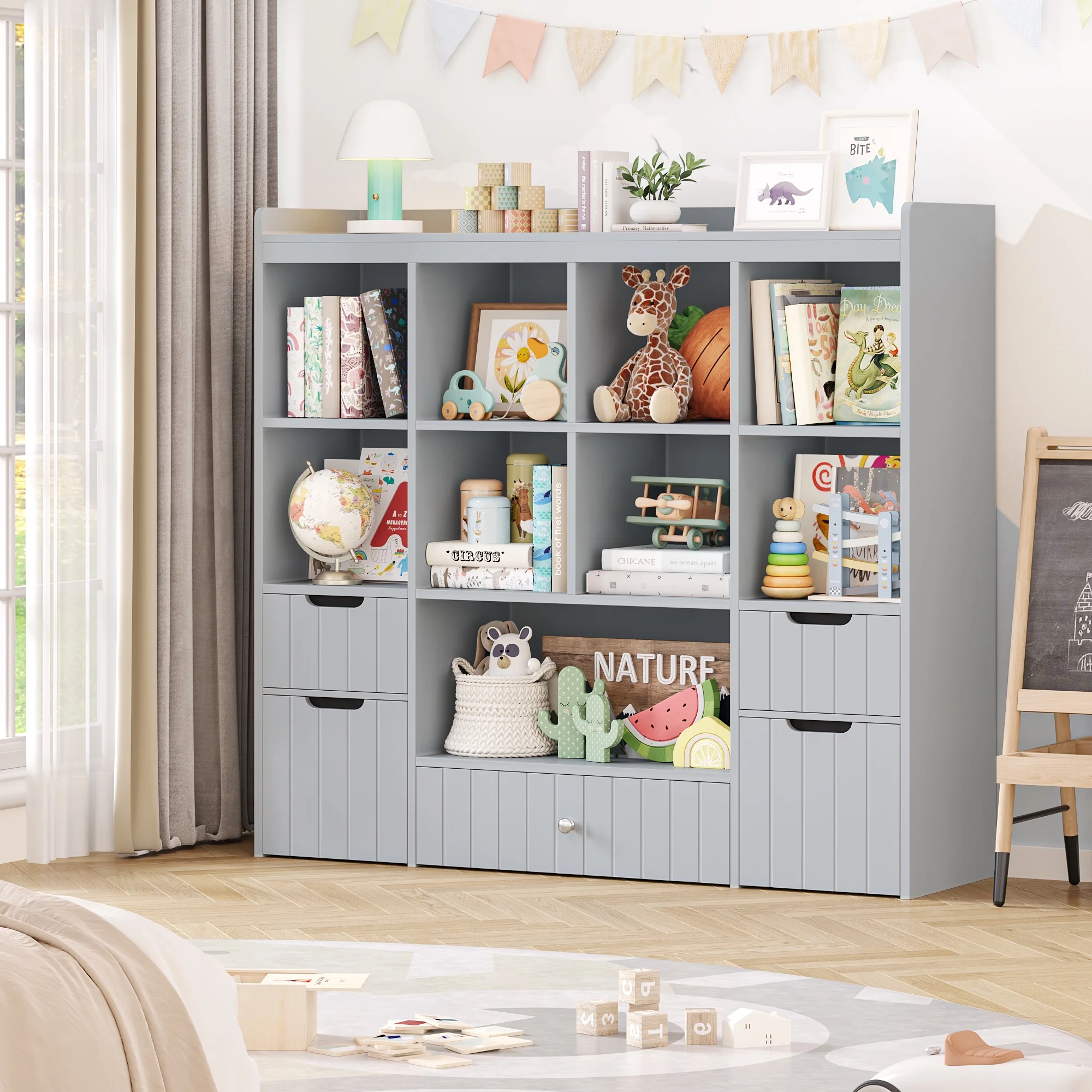 Homfa Kids Toy Storage Organizer with Cubby, Kids Toy Storage Chest with Removable Drawers, Kids Bookcase for Playroom Bedroom Living Room, Pink - Image 22