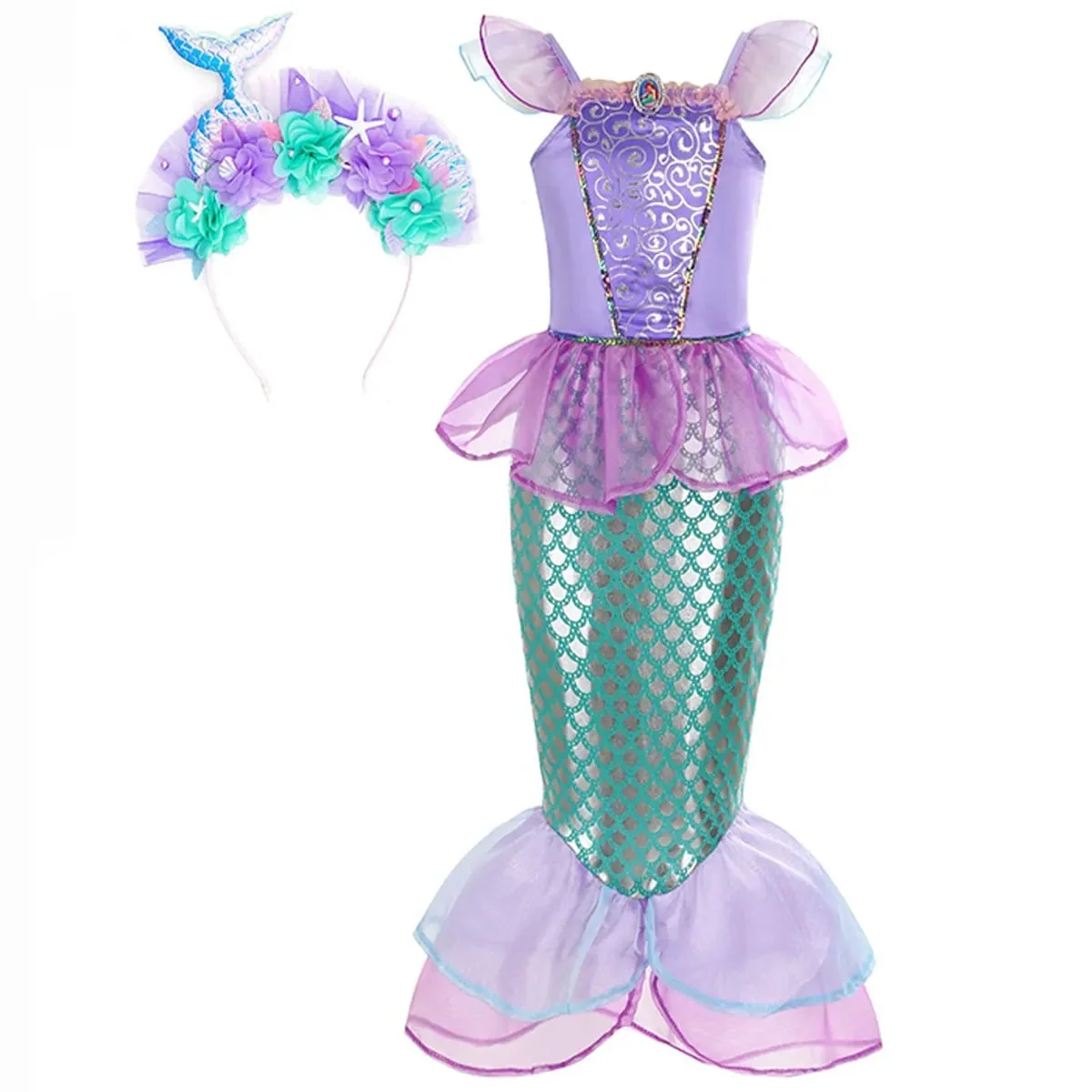 Halloween Costumes Girls Mermaid Dress Costume - Image 2 Halloween Costumes Girls Mermaid Dress Costume - Image 2