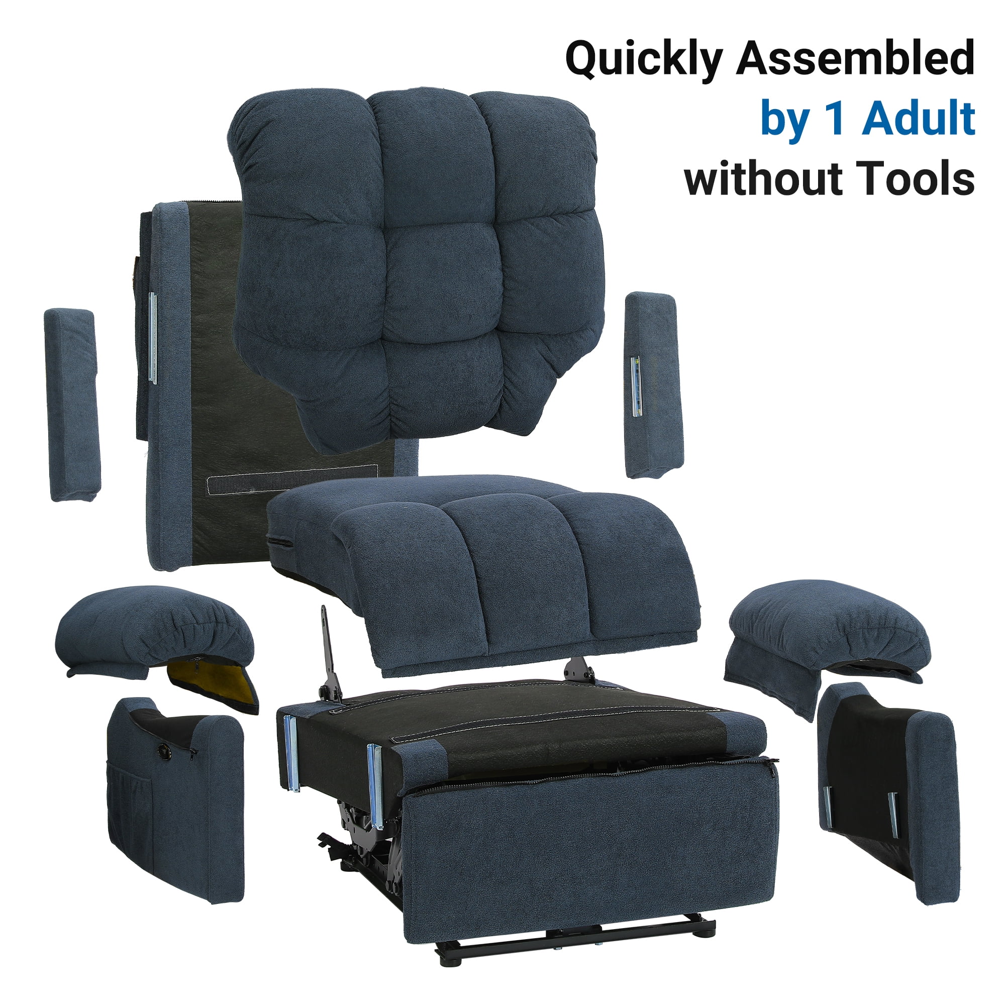 Power Recliner Chair,Electric Recline Sofa Chair for Adults with USB Port,Comfy Teddy Fleece Adjustable Cloud Sofa,Tool-Free Setup,Beige White - Image 21