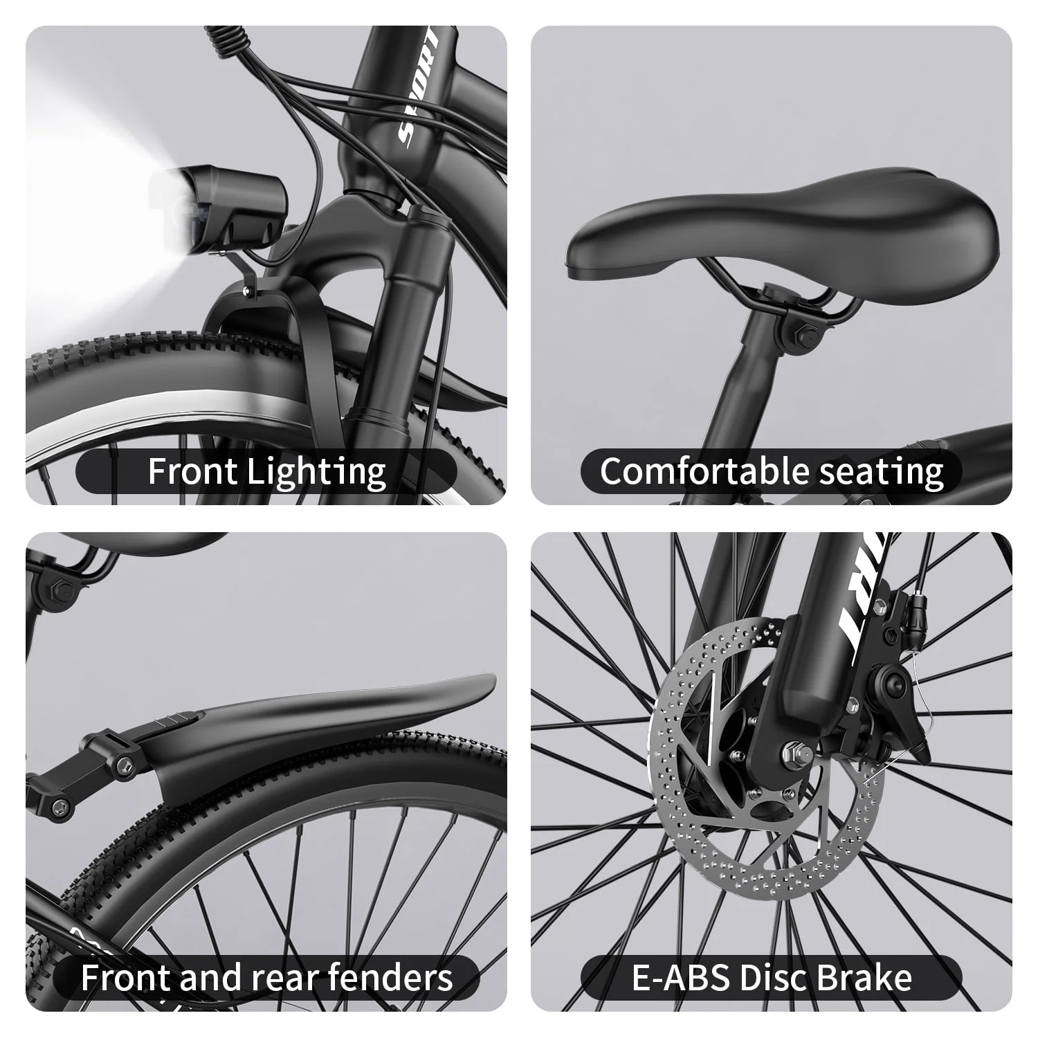 26" Electric Bike for Adults with Peak 750W Brushless Motor, 35Miles 22MPH Commuting Electric Mountain Bike with 36V 10AH Removable Battery, 7-Speed, Front Fork Suspension - Image 10