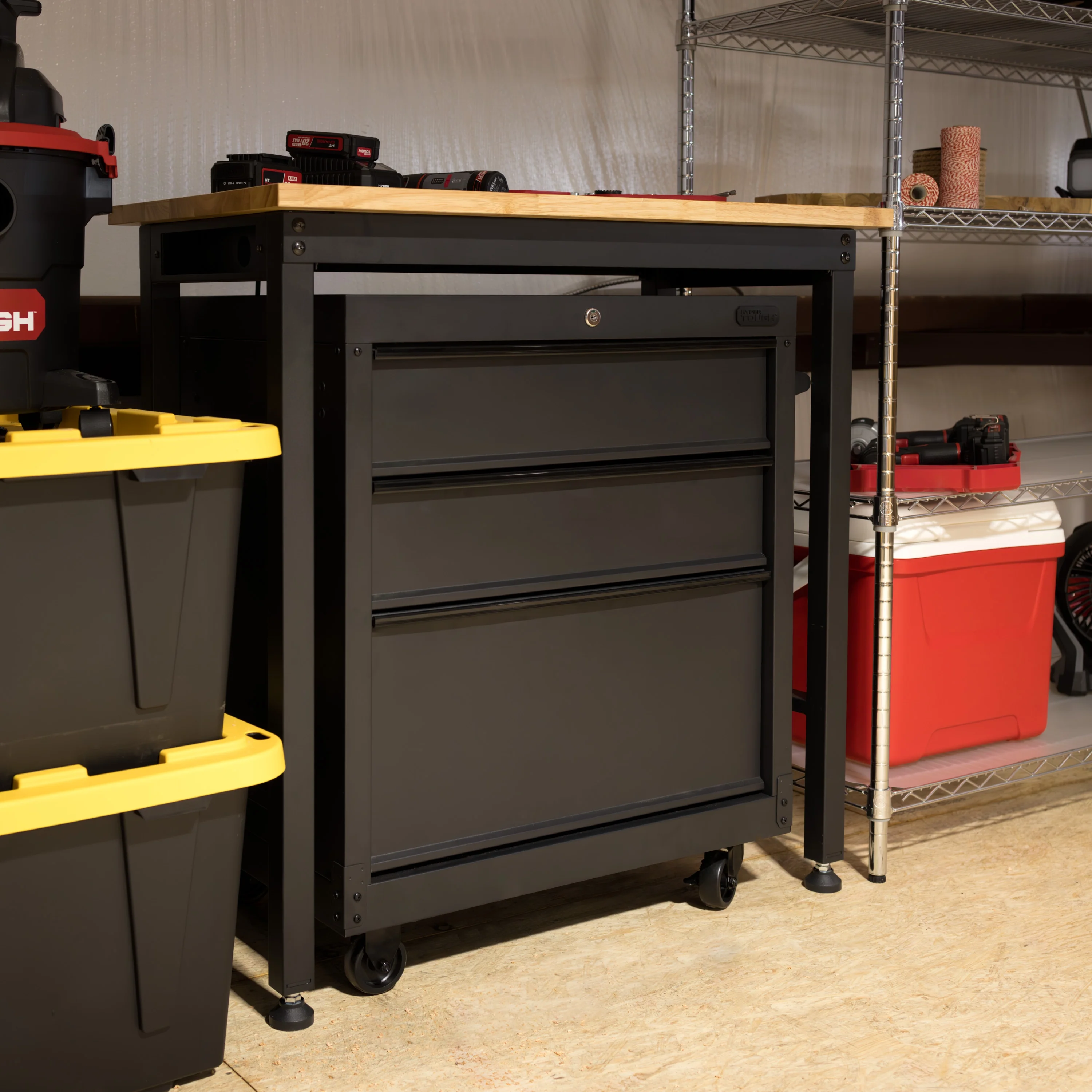 Hyper Tough 27-inch 3-Drawer Rolling Tool Cabinet, Black - Image 6