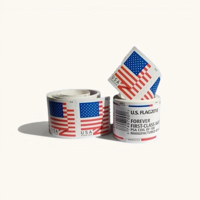 2018 US Flag First-Class - Forever Postage Stamps - Bulk Coil of 100 for Business Mail(5 Roll of 500 Stamps)