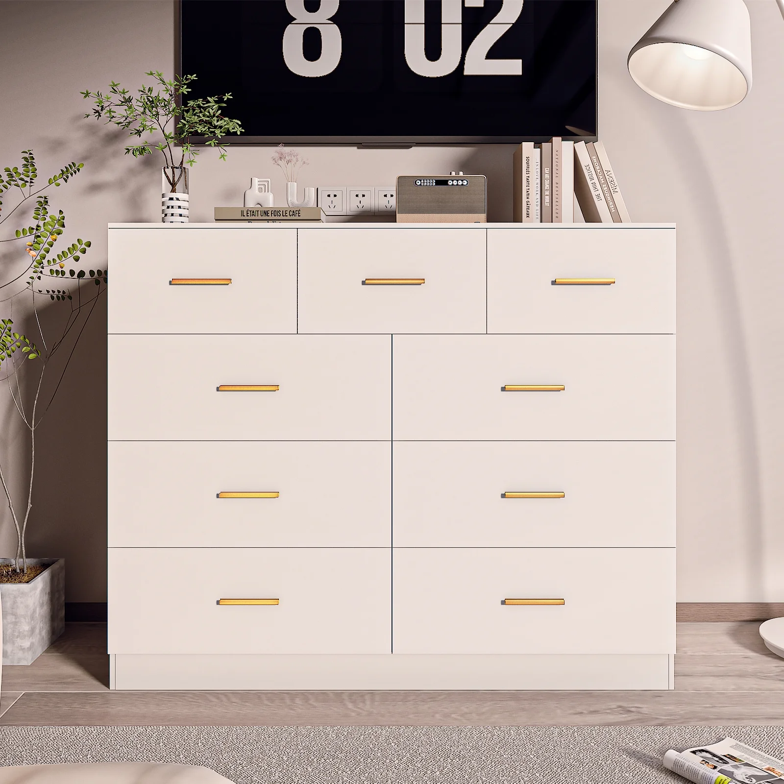 Ktaxon 6 Drawer Double Dresser Wood Dresser Storage Cabinet Drawer Organizer Chest Of Drawers, White - Image 21