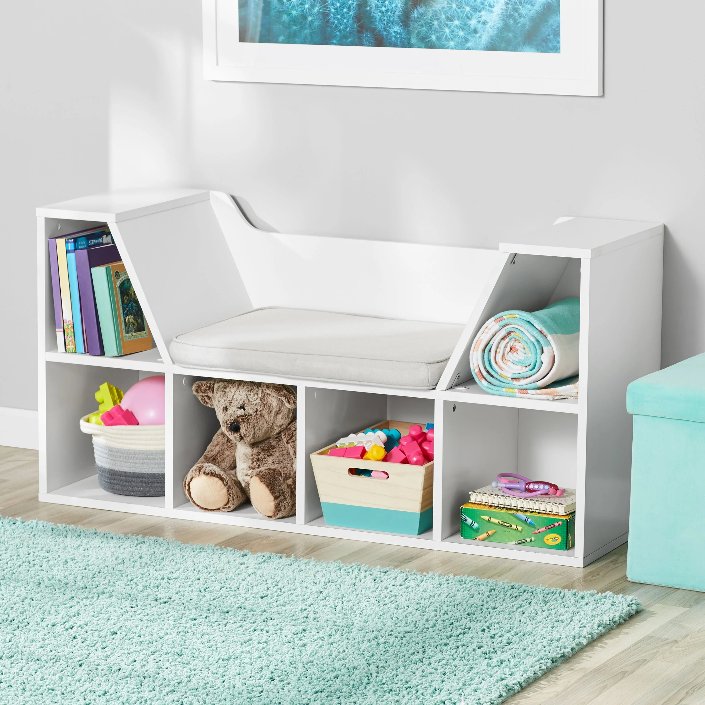 Your Zone Kids Reading Nook and Storage Bookcase, Dark Chestnut - Image 5
