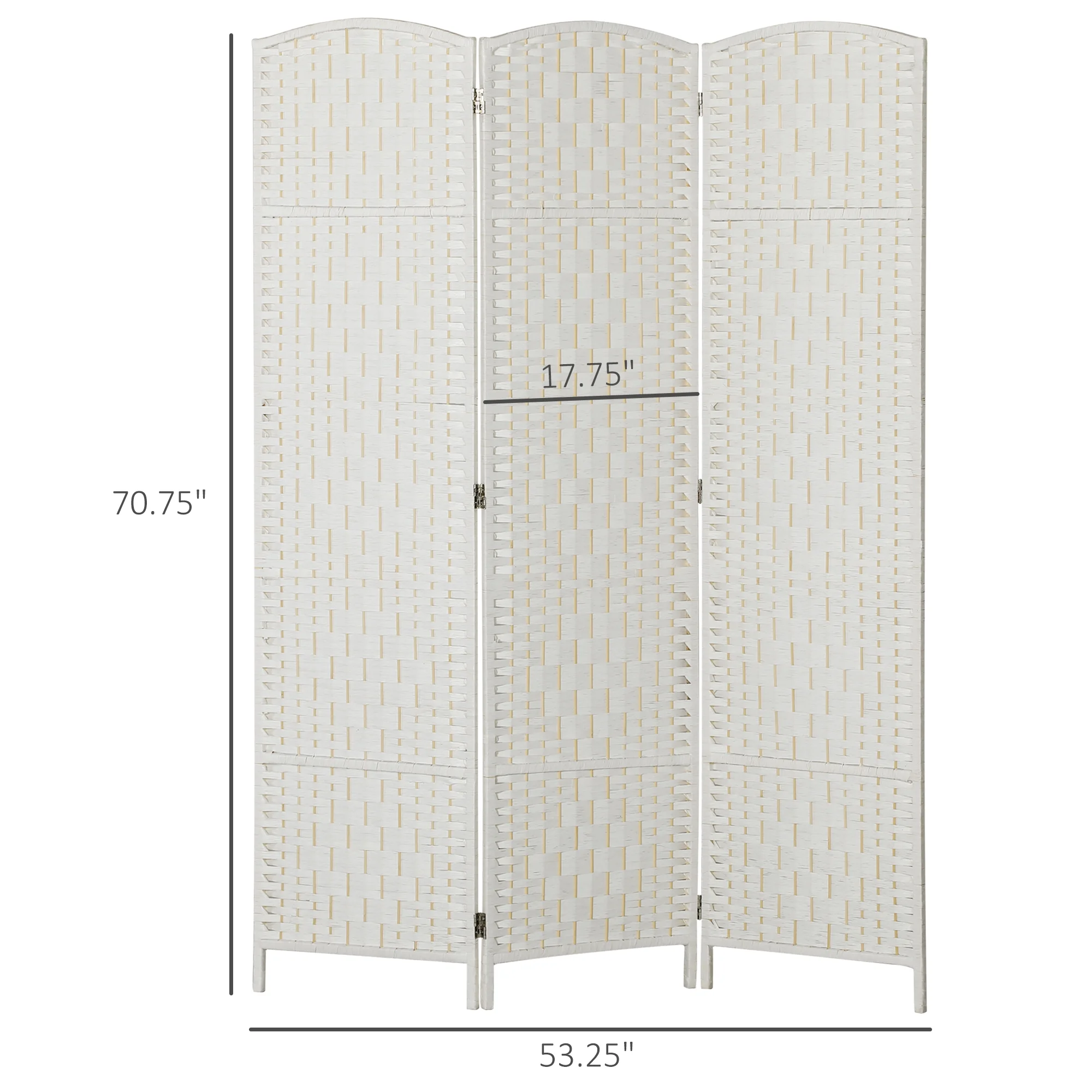 HOMCOM Room Divider, 3 Panel Folding Privacy Screen, 6FT Tall Portable Wicker Weave Partition Wall Divider for Bedroom, Home Office, White - Image 7