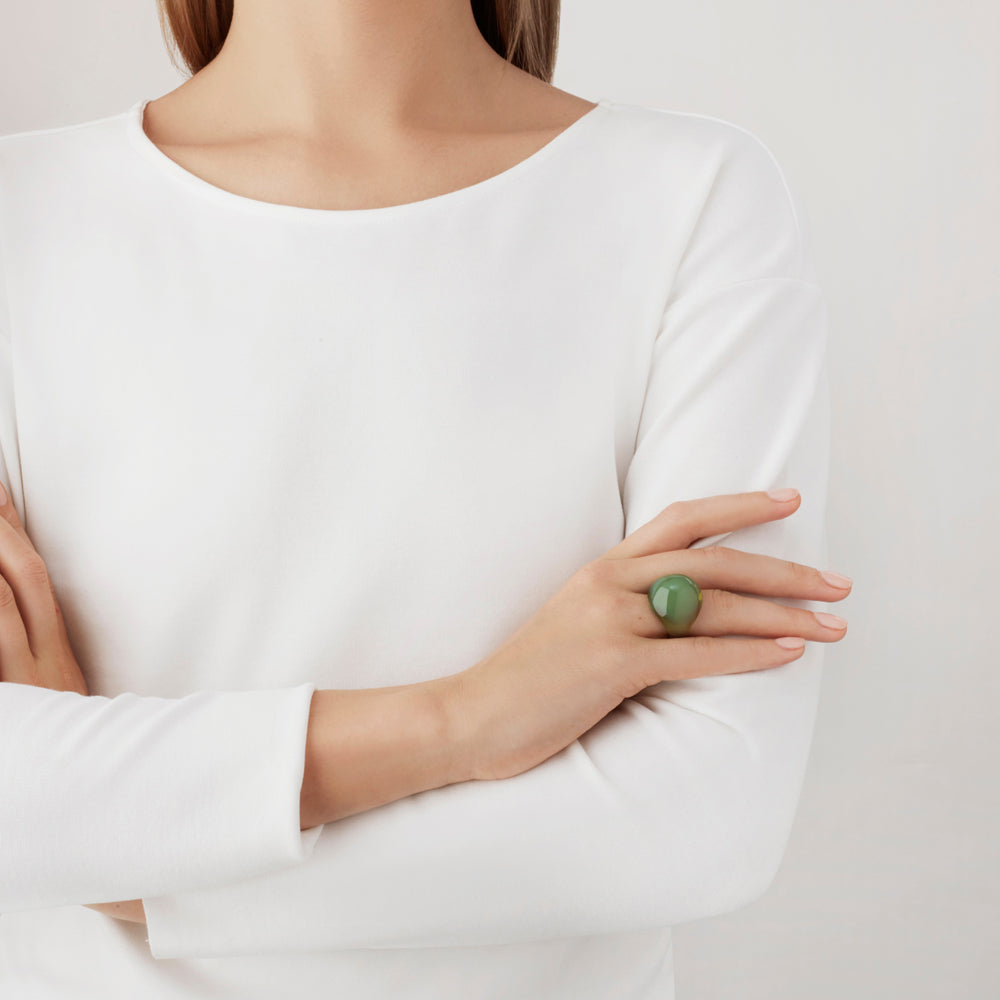 BAGUE CABOCHON - CRISTAL VERT ANTINÉA