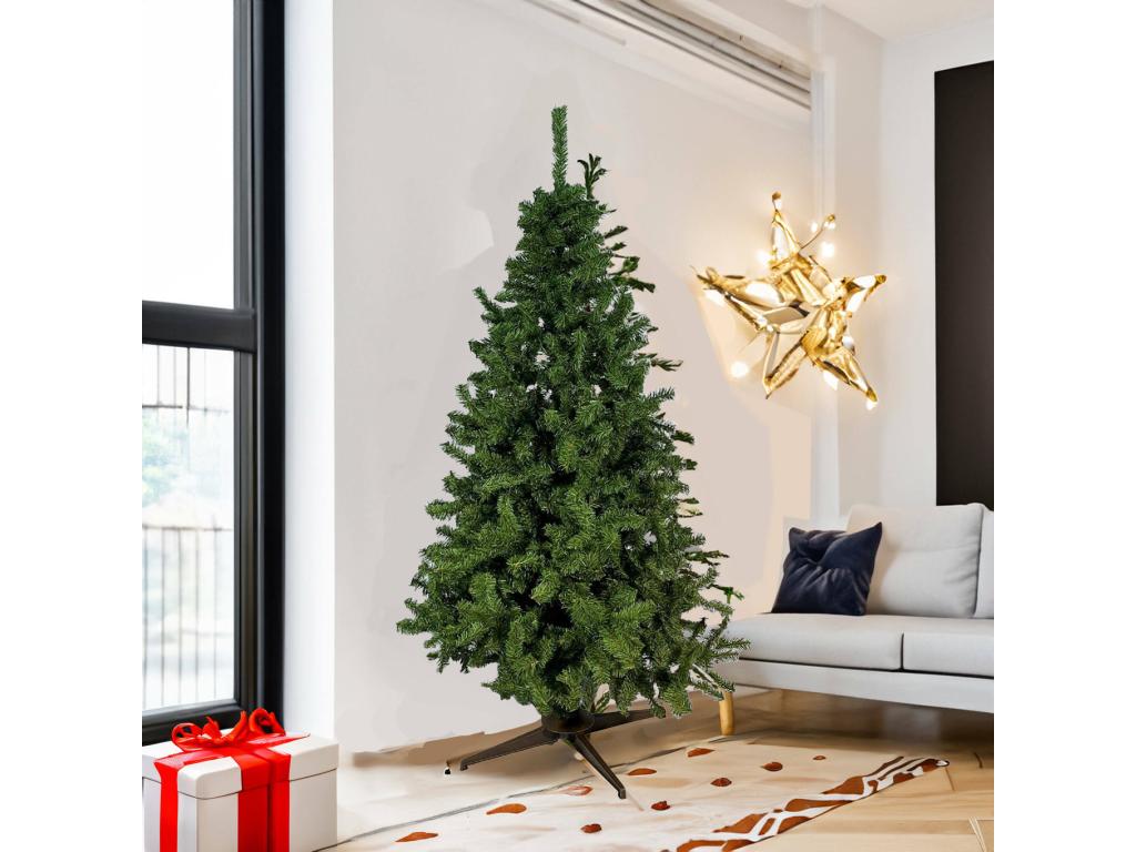 Àrbol de Navidad 150 cm Tinsel, Pino artificial, Árbol de efectos reales, Árbol de Navidad, Made in Italy, 100x100 h150 cm, Verde