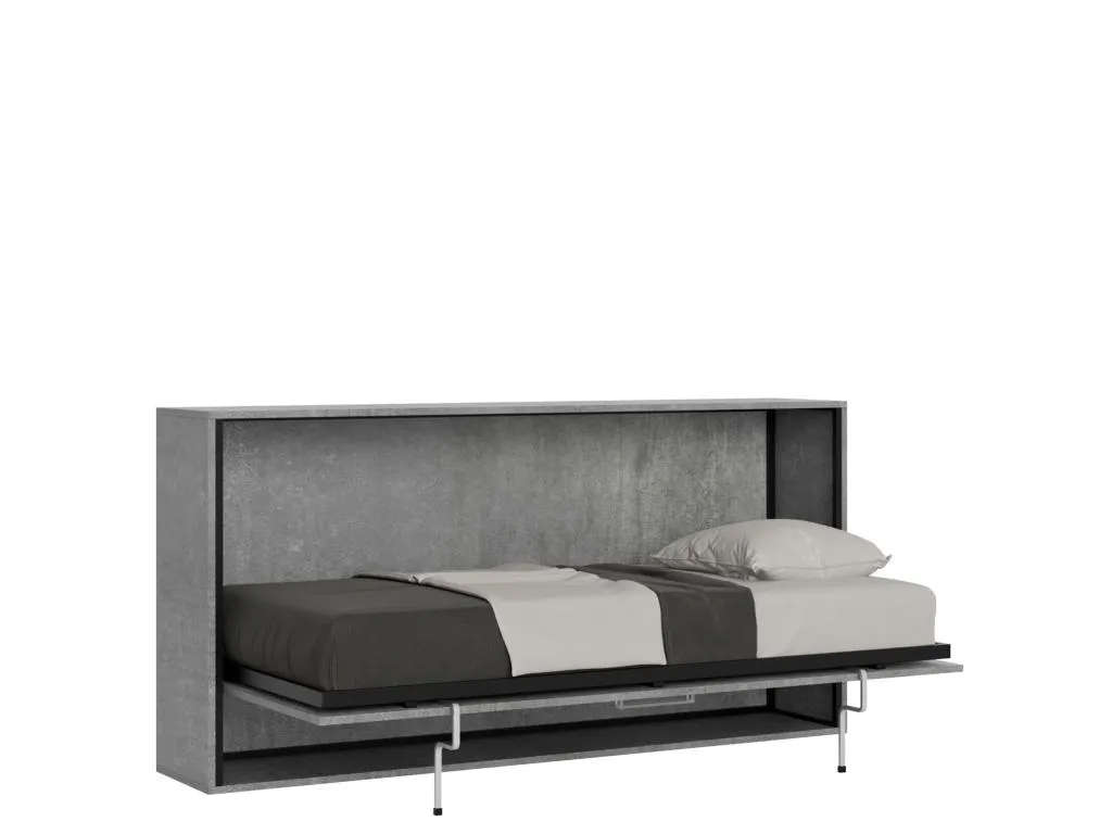 Cama abatible individual horizontal Boverdeco con colchón Cemento