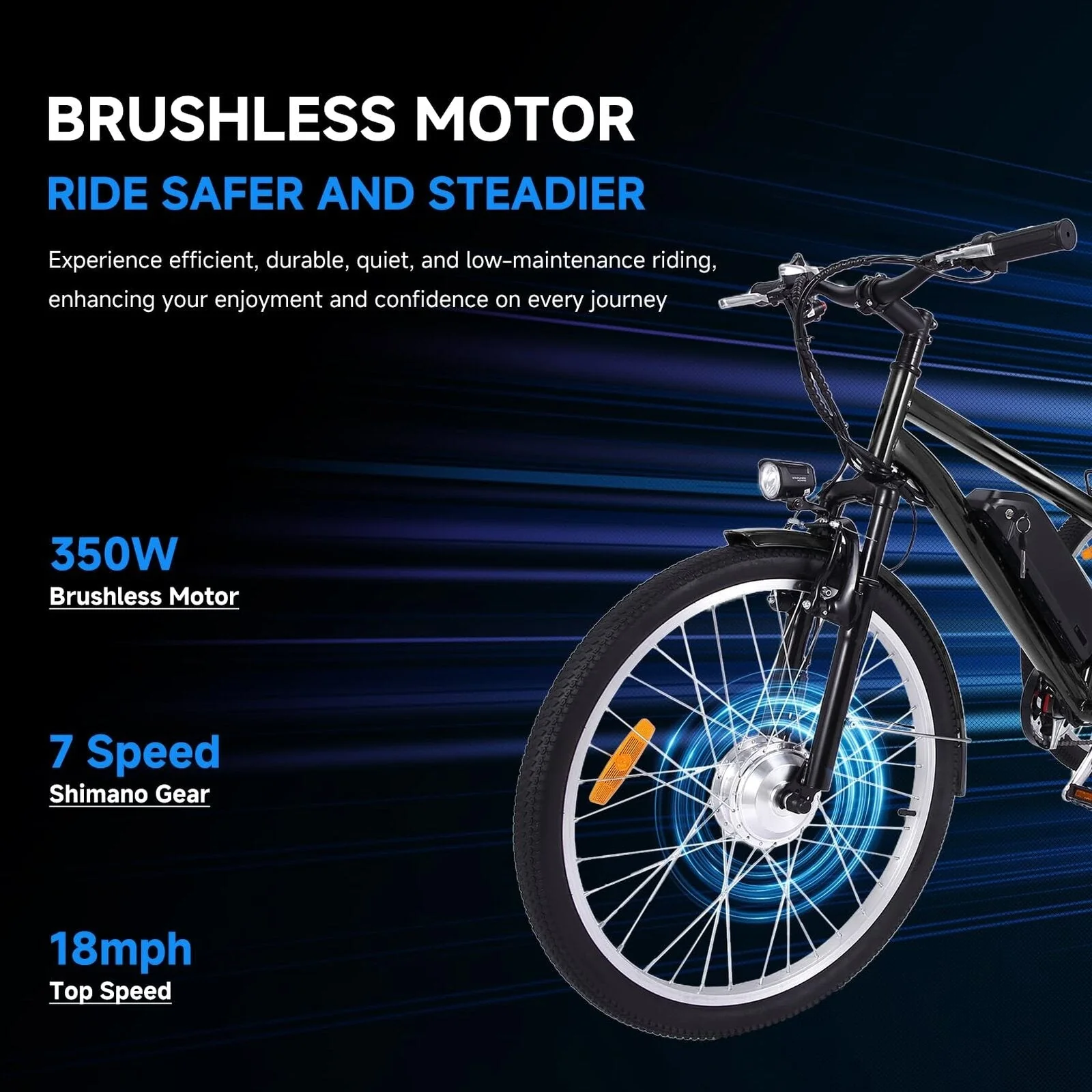 26 Inch Adult 3 Wheel Electric Tricycle With Basket, Fat Tires, 7 Speeds, 350W Motor, 36V 10Ah Battery - BICYCLE - Image 10 26 Inch Adult 3 Wheel Electric Tricycle With Basket, Fat Tires, 7 Speeds, 350W Motor, 36V 10Ah Battery - BICYCLE - Image 10