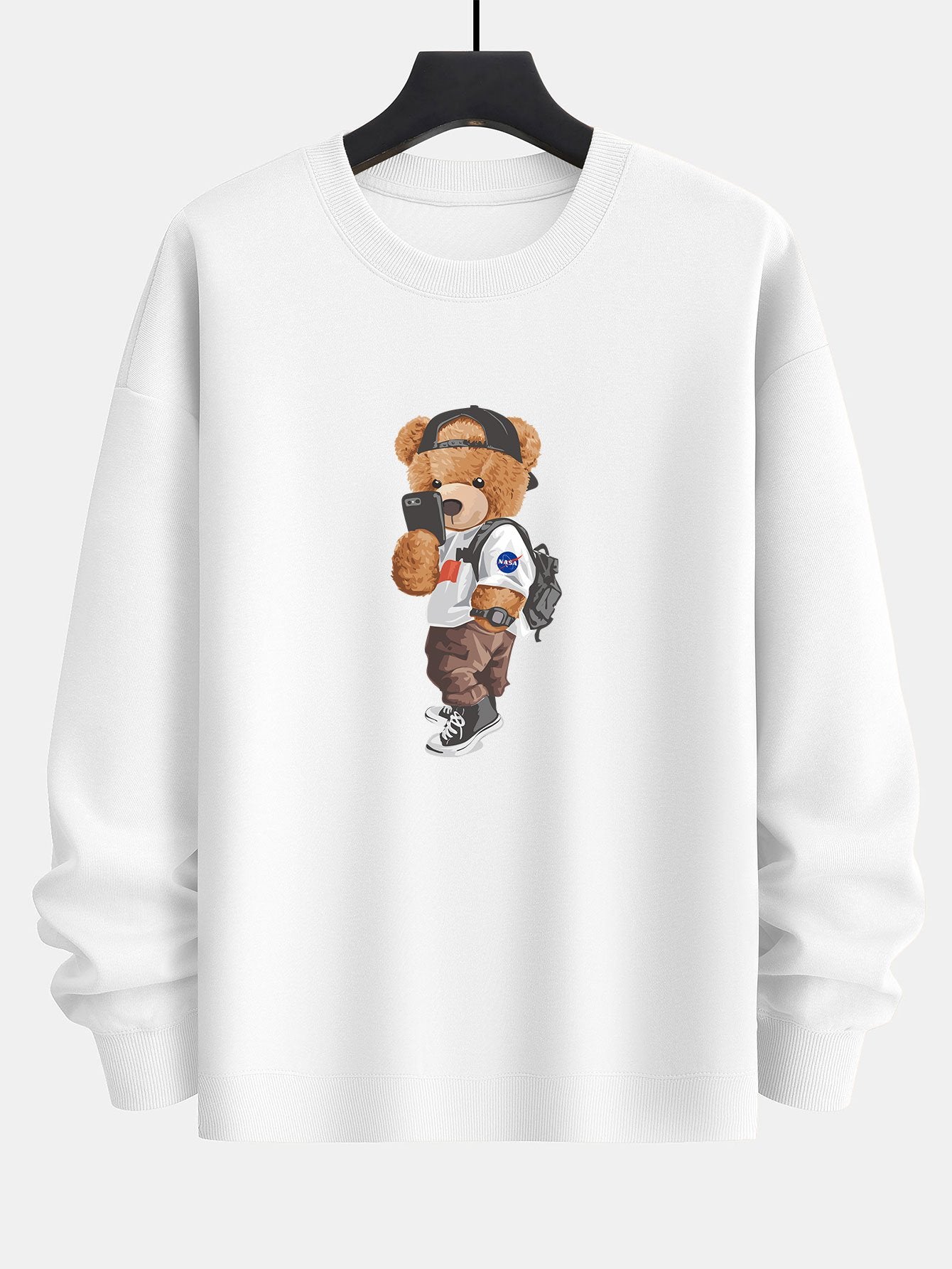 Selfie Bear Print Relax Fit Sweatshirt