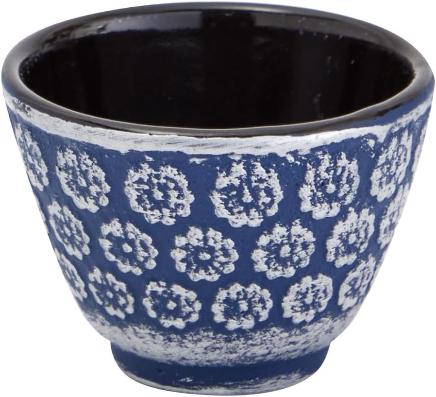 Juvale Japanese Cast Iron Teapot with Infuser - Enhanced Heat Retention in Cast Iron Kettle - Includes Stainless Infuser Basket & Trivet for Teapot Filter Set - 32 Oz, Blue