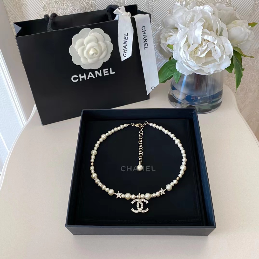 Chanel Star Double C Pendant Pearl Necklace - Original Replica Club