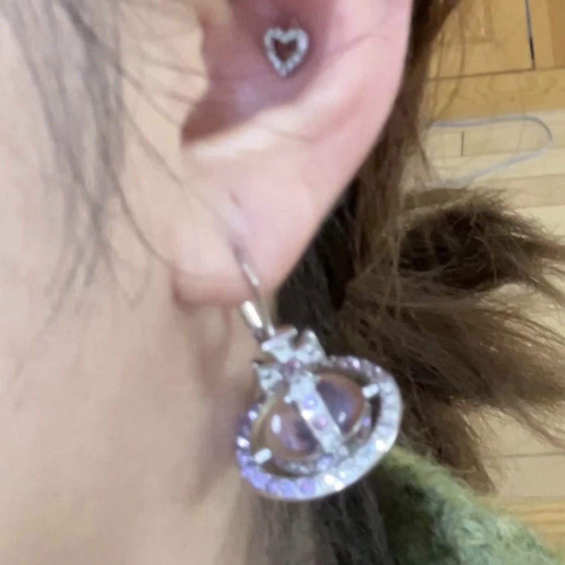 Vivienne Westwood Light Purple Crystal Ball Planet Saturn Earrings - Original Replica Club